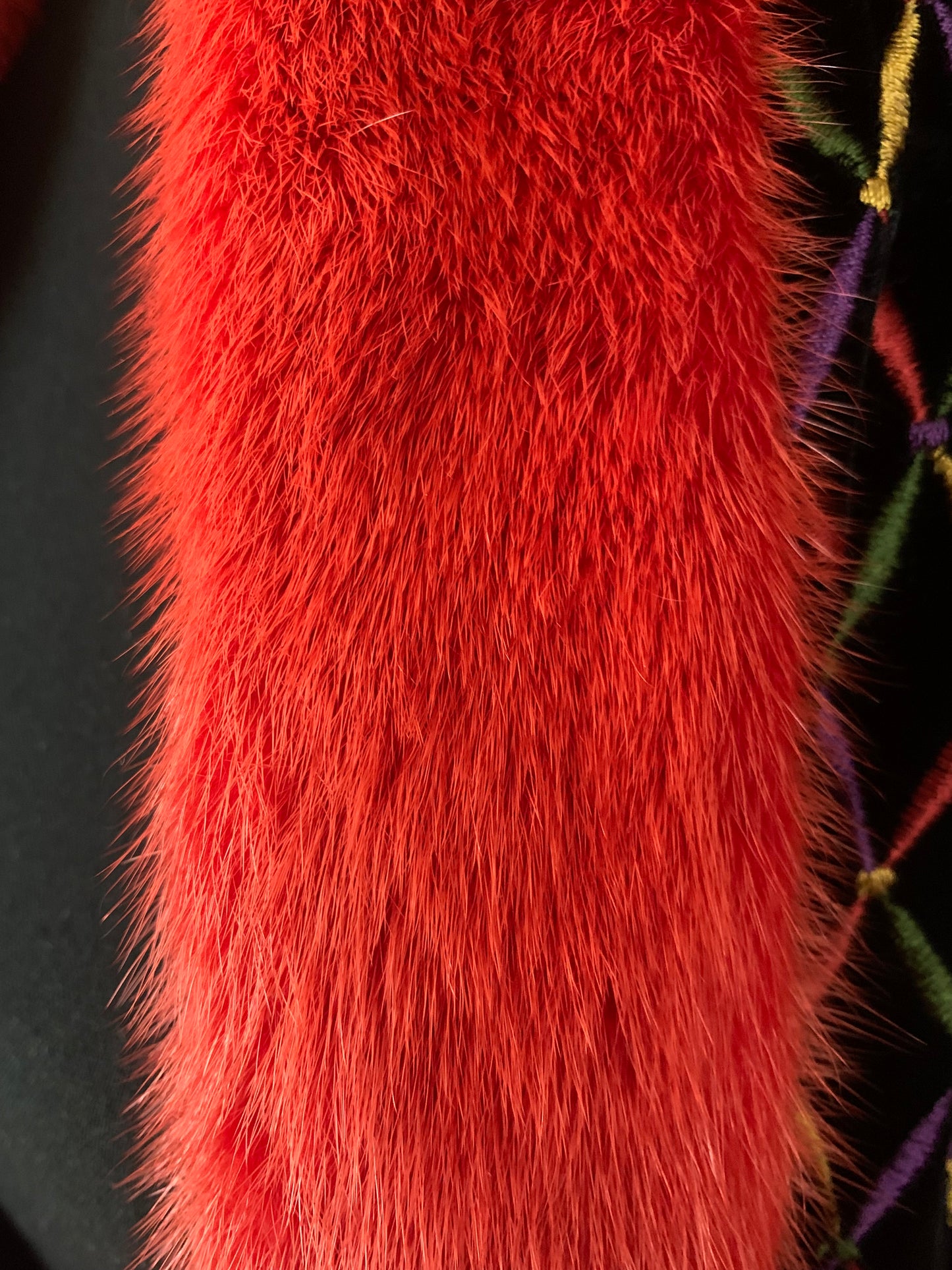 Coral dyed mink velvet coat